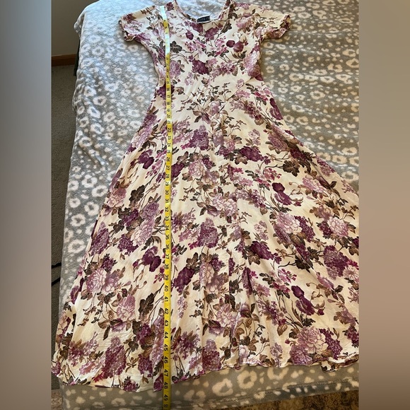 Vintage 90s Starina Dloral Midi Dress/Cottagecore/Rayon/Small - Picture 12 of 16